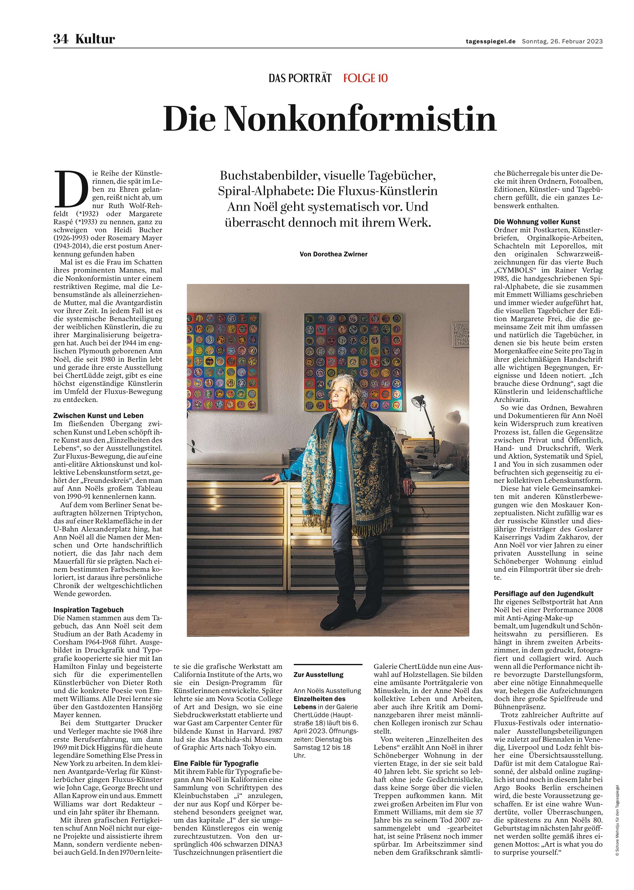 Dorothea Zwirner, Das Portrait: Folge 10, Die Nonconformistin, Das Tagesspiegel, Berlin, 26.02.2023