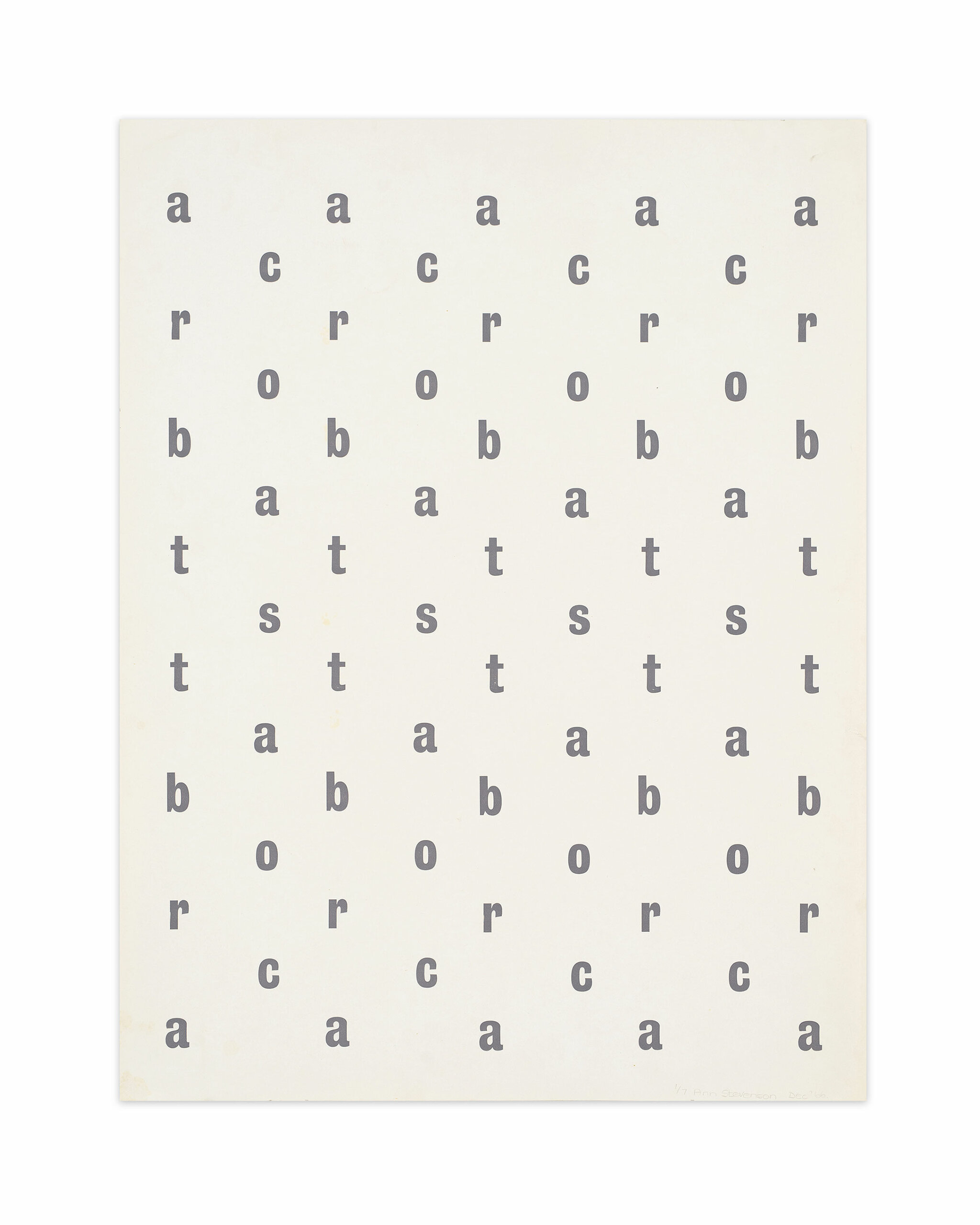 Ann Noël, a c r o b a t s, 1967